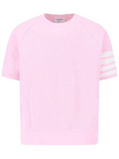 Waffle 4 Bar Armband Short Sleeve T-Shirt Pink - THOM BROWNE - BALAAN 2