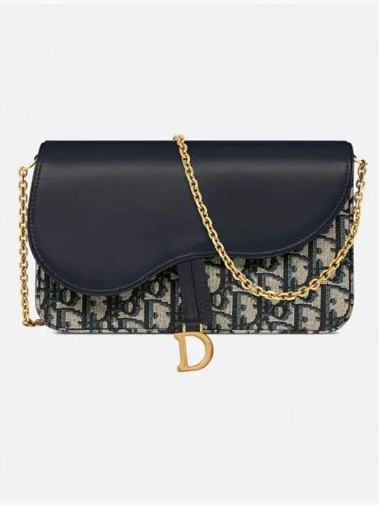 Oblique Saddle Chain Pouch Bag Blue - DIOR - BALAAN 2