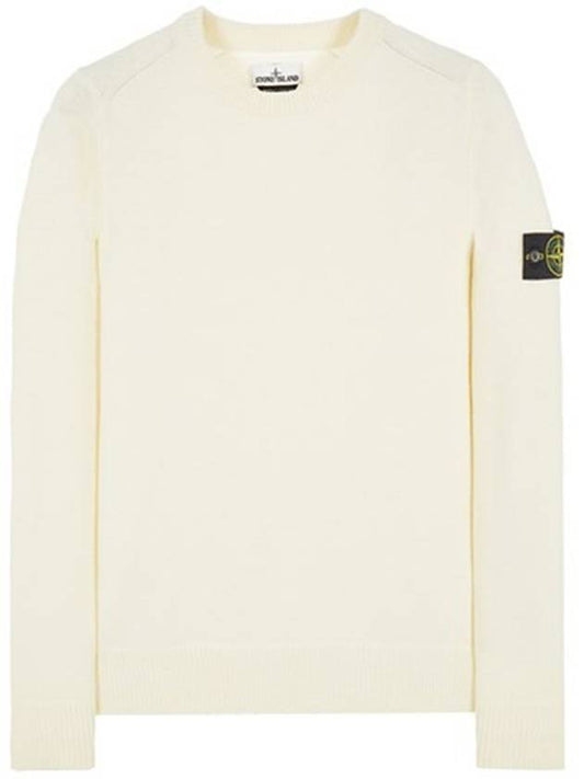 Men's Waffen Patch Round Neck Knit Top Ivory - STONE ISLAND - BALAAN 1