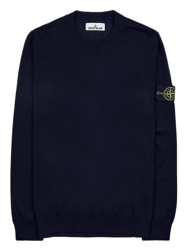 Regular Fit Crew Neck Wool Knit Top Navy - STONE ISLAND - BALAAN 11