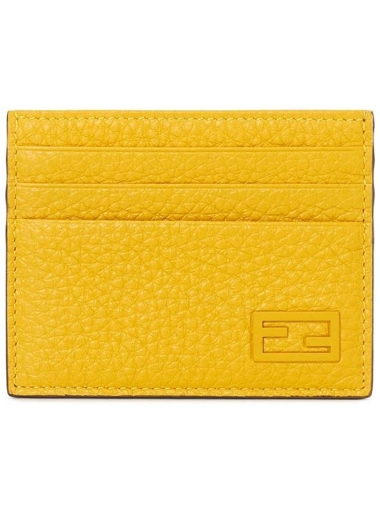 Baguette Leather Business Card Card Holder Yellow - FENDI - BALAAN.
