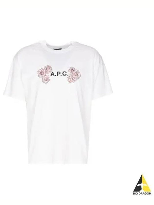 APC Top Flower Short Sleeve White Gray COEIO M26246 - A.P.C. - BALAAN 1