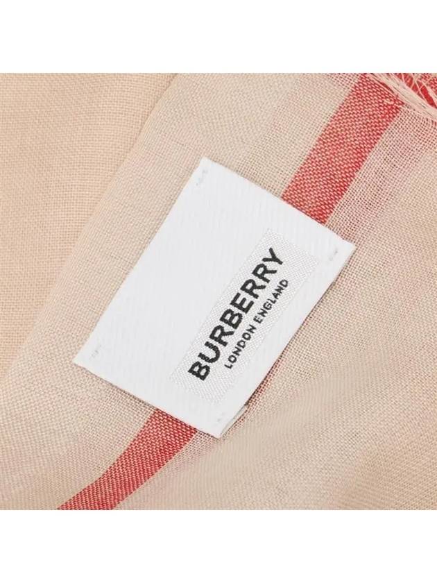 Check Wool Silk Blend Scarf Beige - BURBERRY - BALAAN 5