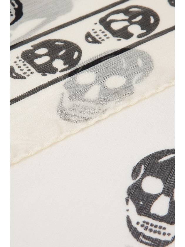 Skull Print Silk Muffler White - ALEXANDER MCQUEEN - BALAAN 3