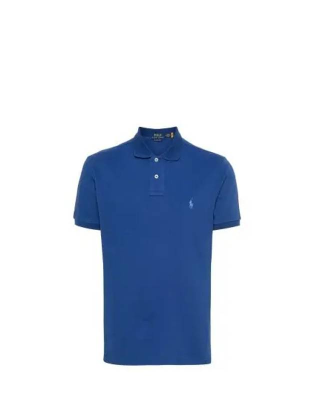 Embroidered Blue Pony Slim Fit Polo Shirt Dark Blue - POLO RALPH LAUREN - BALAAN 2