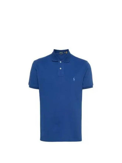 Embroidered Blue Pony Slim Fit Polo Shirt Dark Blue - POLO RALPH LAUREN - BALAAN 2