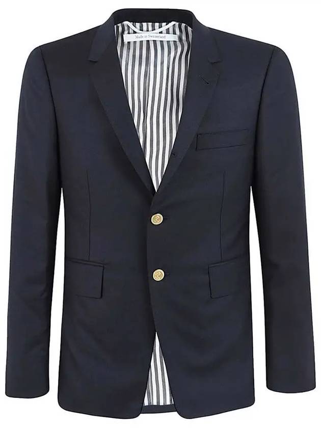 Super 120S Wool Twill Single Breasted Classic Jacket Navy - THOM BROWNE - BALAAN 3