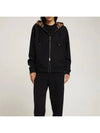 Check Hood Cotton Zip Up Hoodie Black - BURBERRY - BALAAN 6