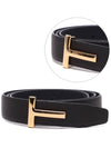 T Logo Reversible Leather Belt Black Brown - TOM FORD - BALAAN 3