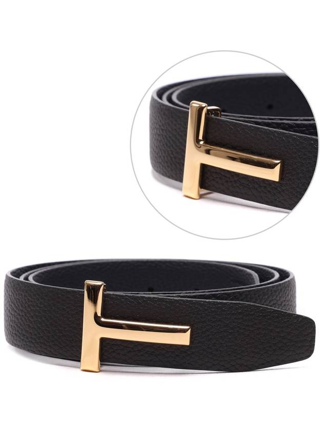 T Logo Reversible Leather Belt Black Brown - TOM FORD - BALAAN 3