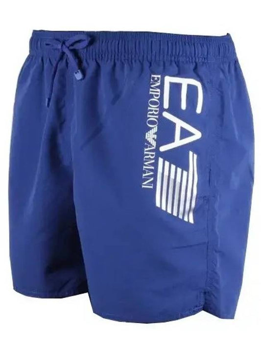 Logo Print Swim Shorts Blue - EMPORIO ARMANI - BALAAN 1