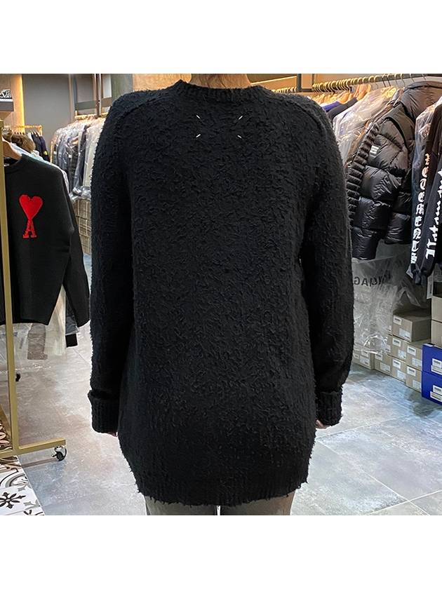 back stitch textured detail knit top black - MAISON MARGIELA - BALAAN.