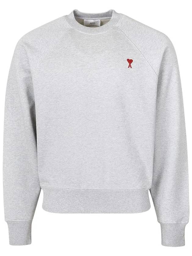 Cotton Heart Logo Sweatshirt Grey - AMI - BALAAN 3