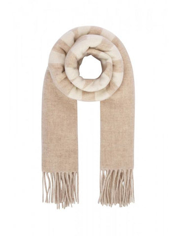 L'Echarpe Fringe Logo Virgin Wool Muffler Beige - JACQUEMUS - BALAAN.