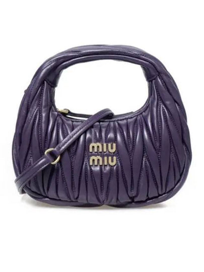 Wander Matelasse Nappa Leather Hobo Mini Bag Violet - MIU MIU - BALAAN 2