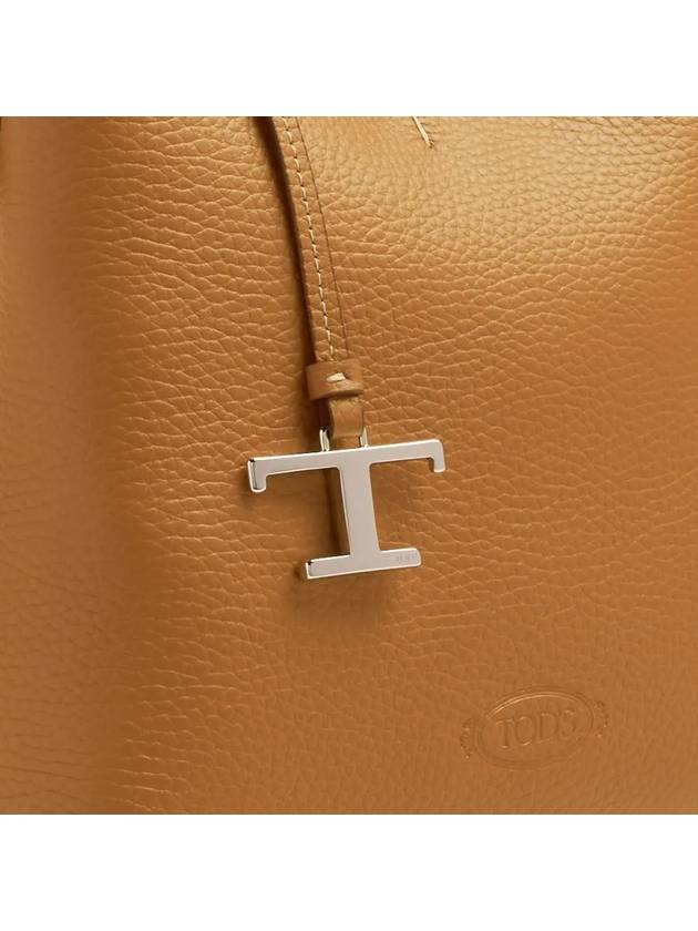 Logo Mini Leather Tote Bag Brown - TOD'S - BALAAN 5