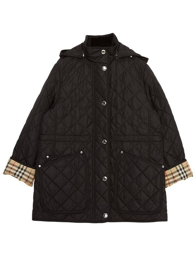 Diamond Quilted Long Nylon Jacket Black - BURBERRY - BALAAN 2