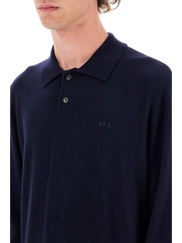 Jacob Logo Wool Long Sleeve Polo Shirt Dark Navy - A.P.C. - BALAAN 5