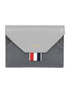 three stripe tab pebbled calf flap envelope card wallet gray - THOM BROWNE - BALAAN.