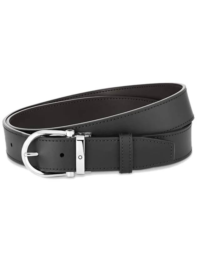 Horseshoe Stainless Steel Buckle Belt Black - MONTBLANC - BALAAN 4