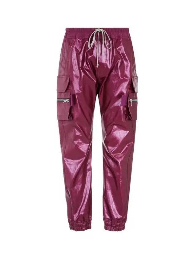 MEN Glossy Denim Cargo Jogger Pants Dark Pink - RICK OWENS - BALAAN 1