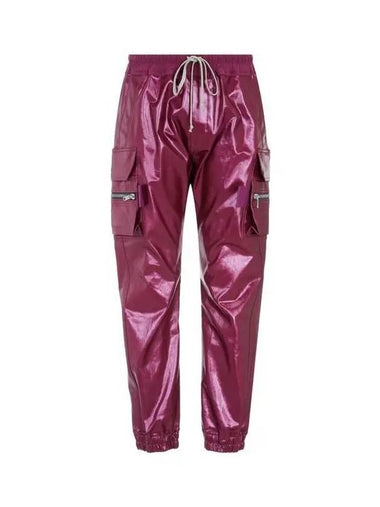 MEN Glossy Denim Cargo Jogger Pants Dark Pink - RICK OWENS - BALAAN 1