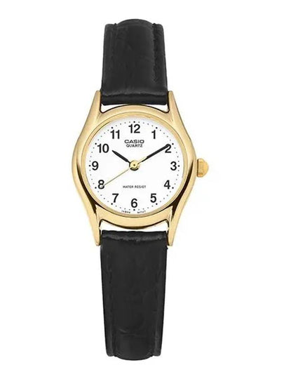 Women Analog Leather Watch Black Gold - CASIO - BALAAN 2