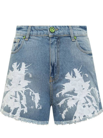 Barrow Jeans Shorts With Textured Print - CLAIRE BARROW - BALAAN 1