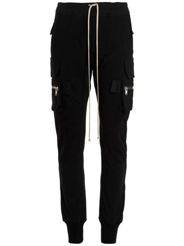 Men's Mastodon Cargo Pocket Jogger Cotton Track Pants Black - RICK OWENS - BALAAN 1