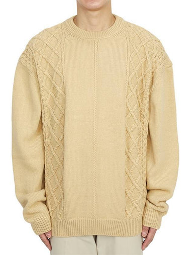 Men's Slightly Oversized Fit Wool Knit Top Yellow - FAMILY FIRST - BALAAN 1