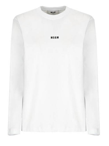 Micro Logo Print Long Sleeve T-Shirt White - MSGM - BALAAN 1