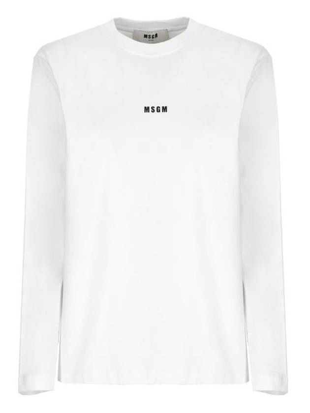 Micro Logo Print Long Sleeve T-Shirt White - MSGM - BALAAN 1