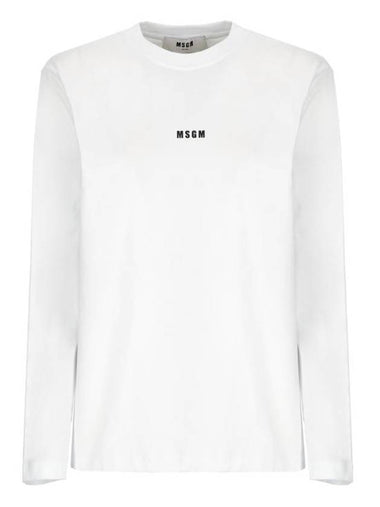 Micro Logo Print Long Sleeve T-Shirt White - MSGM - BALAAN 1