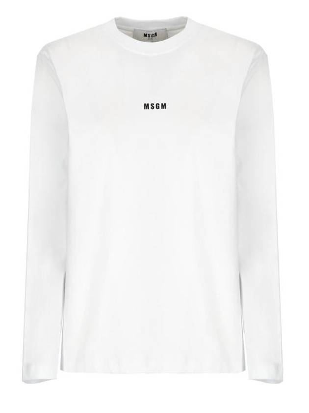 Micro Logo Print Long Sleeve T-Shirt White - MSGM - BALAAN 1