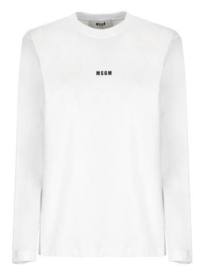 Micro Logo Print Long Sleeve T-Shirt White - MSGM - BALAAN 2