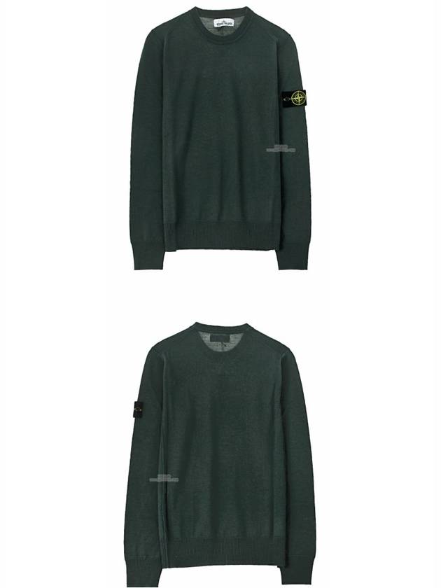 Men's Wappen Patch Crew Neck Wool Knit Top Green - STONE ISLAND - BALAAN 6