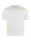 Floral Embroidered Short Sleeve T-Shirt White - THOM BROWNE - BALAAN 1