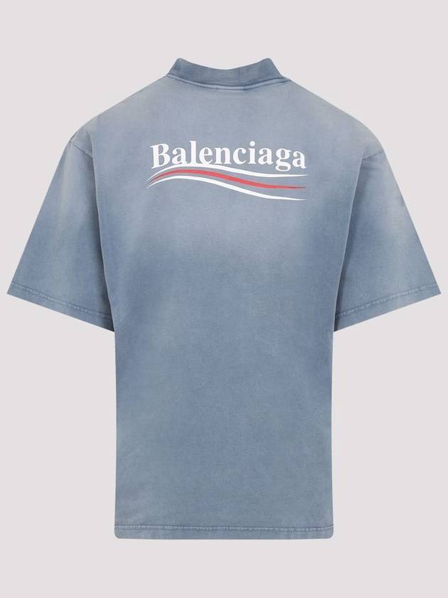 Political Campaign Medium Fit Short Sleeve T-Shirt Blue - BALENCIAGA - BALAAN 4