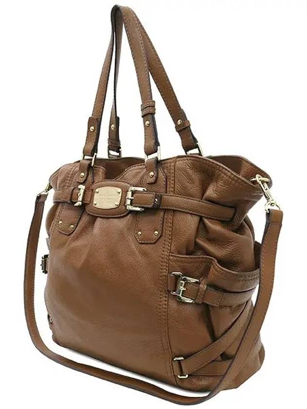 Brown leather side pocket big tote bag - MICHAEL KORS - BALAAN 3