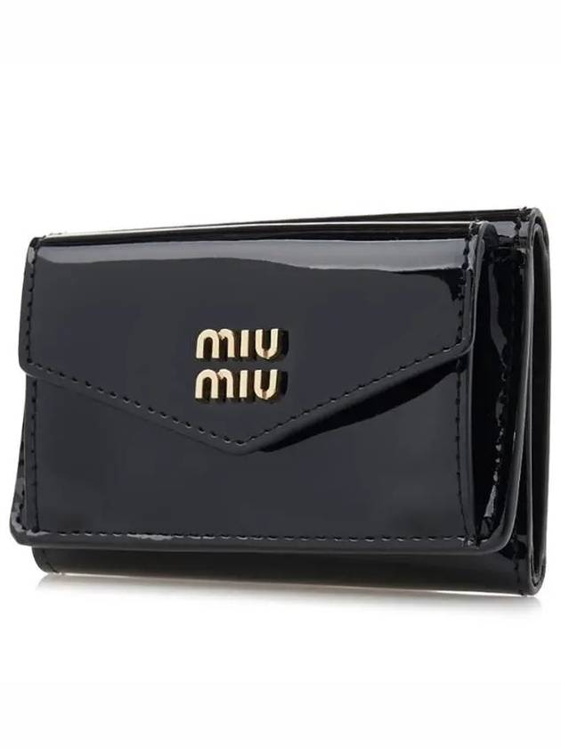 Matelasse Logo Leather Half Wallet Black - MIU MIU - BALAAN 3