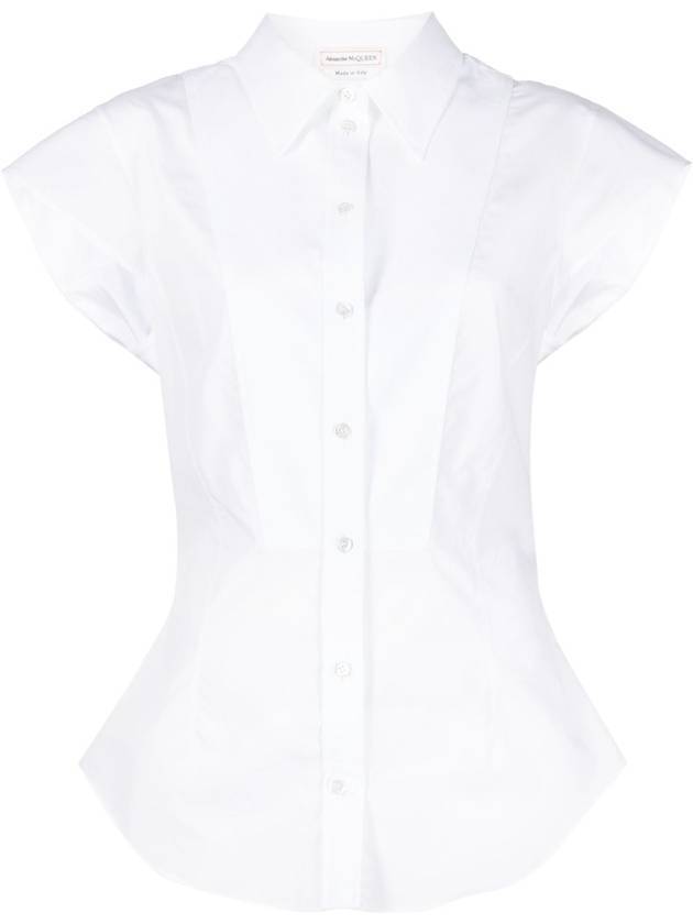 Women's Cotton Short Sleeve Shirt White - ALEXANDER MCQUEEN - BALAAN 1