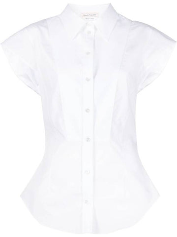 Women's Cotton Short Sleeve Shirt White - ALEXANDER MCQUEEN - BALAAN 1