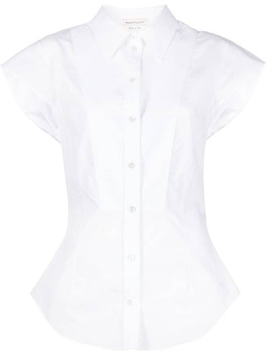 Women's Cotton Short Sleeve Shirt White - ALEXANDER MCQUEEN - BALAAN 1