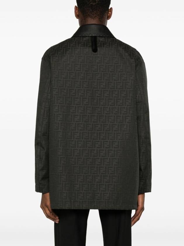 Waxed FF Jacquard Blouson Jacket Brown - FENDI - BALAAN 6