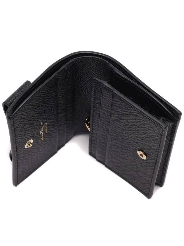 Vara Bow Gloss Flap Half Wallet Black - SALVATORE FERRAGAMO - BALAAN 7