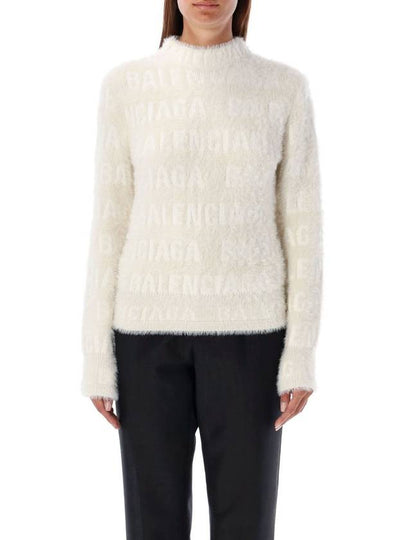 All over logo furry fit knit top ivory - BALENCIAGA - BALAAN 2