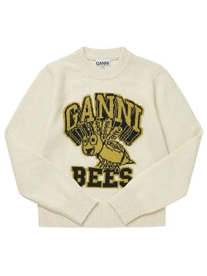 Women's Logo Intarsia Knit Top Off White - GANNI - BALAAN 2