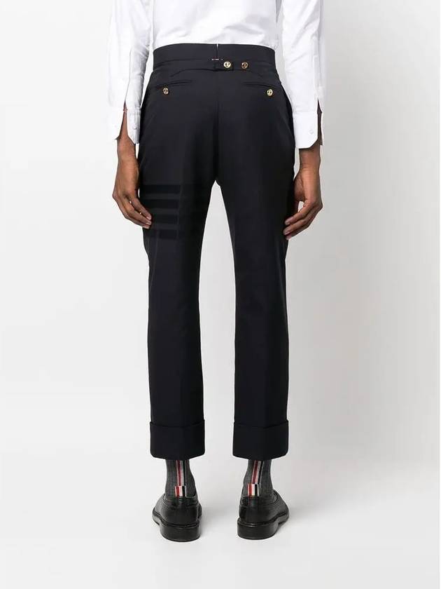 Diagonal Plain Weave Classic Wool Slacks Navy - THOM BROWNE - BALAAN 6