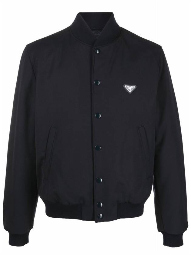 Triangle Logo Wool Bomber Jacket Black - PRADA - BALAAN 2