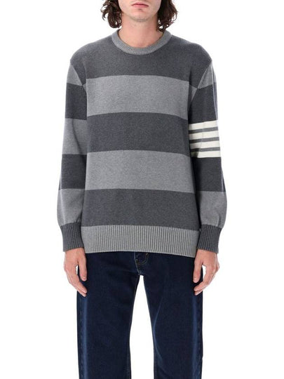 Rose Icon Rugby Stripe Cotton Knit Top Grey - THOM BROWNE - BALAAN 2